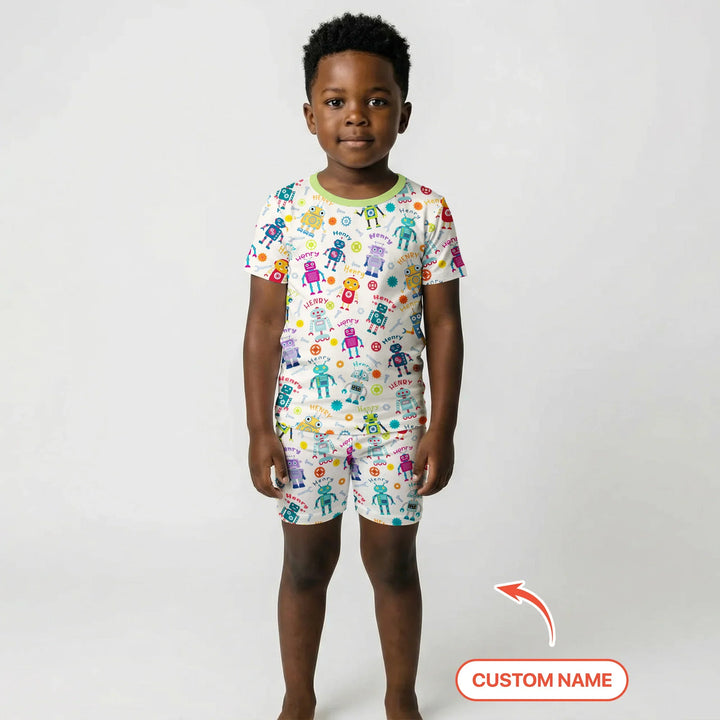 Zweiteiliges Pyjama-Set mit kurzen Ärmeln und Shorts im Sommer-Design