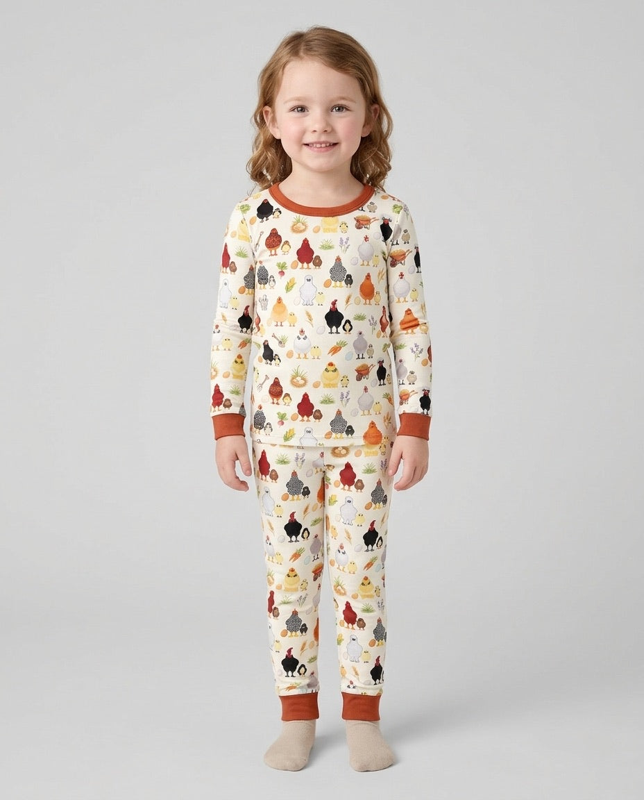 Chicks & Eggs Bamboo Two Piece Long Sleeve Pajama Set