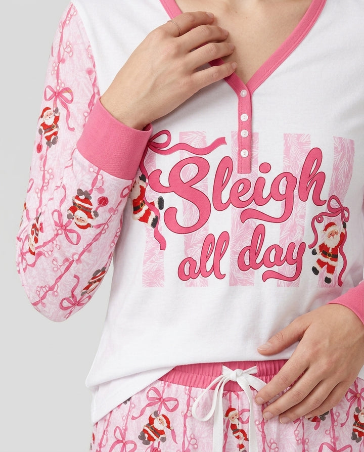 Sleigh All Day Santa Claus  Bamboo Women Pajama Set