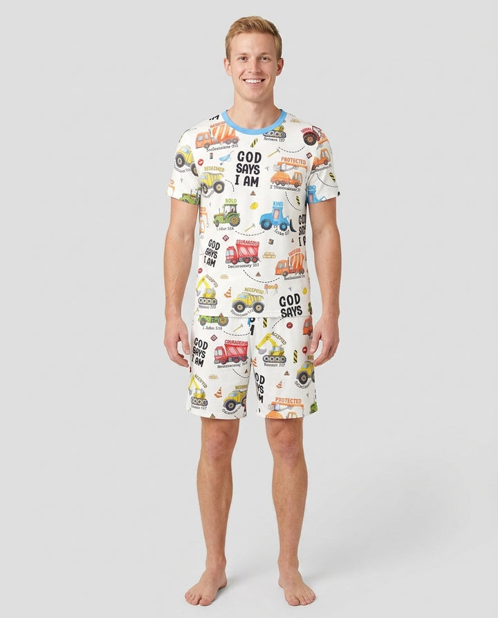 God Says I Am Men Short Sleeve Short Pajama Set