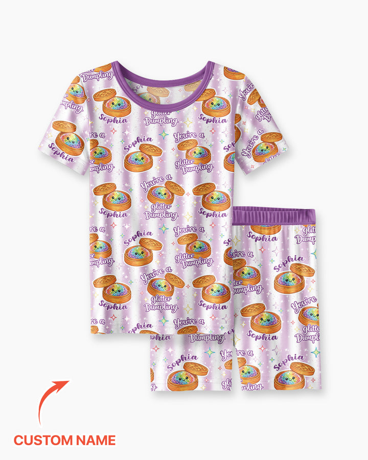 Personalized You're Glitter Dumpling Bamboo Two Piece Short Sleeve Shorts Pajama Set
