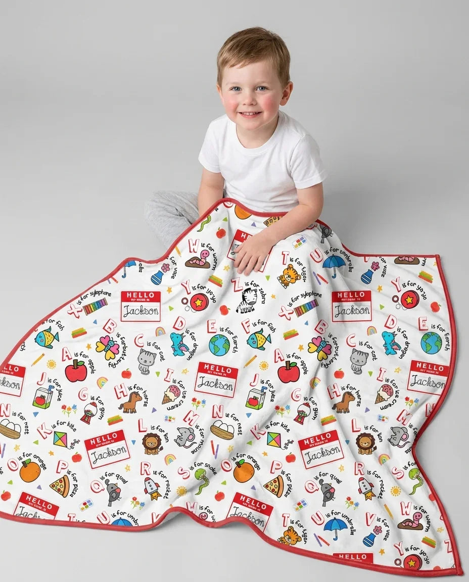 Custom Name Hello School ABCs Bamboo Blanket