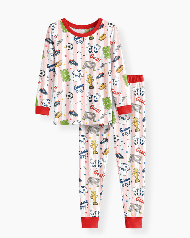 Zweiteiliges Langarm-Pyjama-Set mit Sommerfrüchten