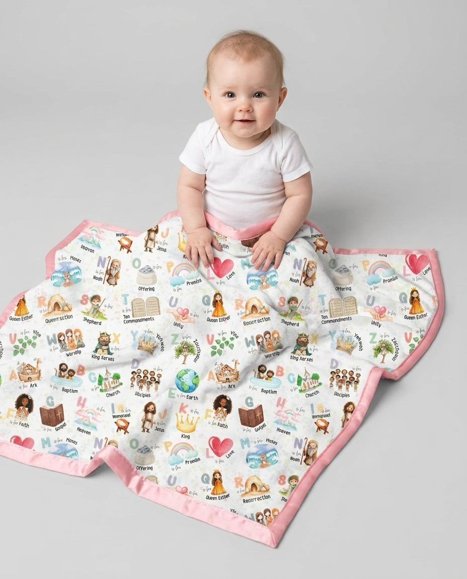 Bible ABC Alphabet Bamboo Blanket