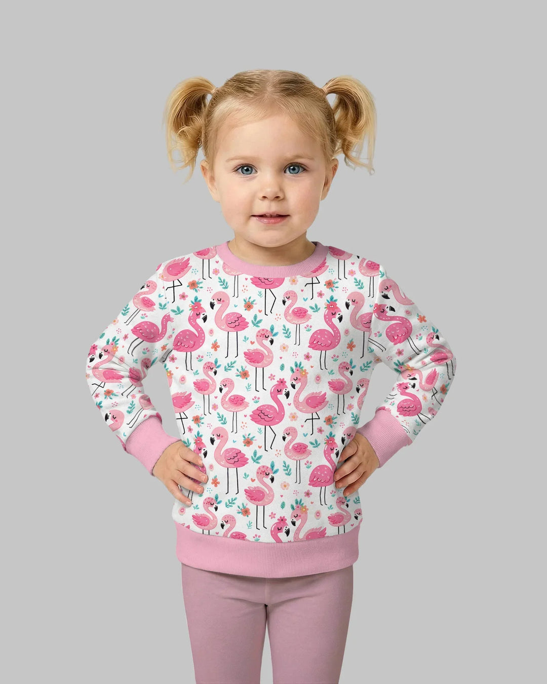 Hello Flamingo Bambus Rundhals-Sweatshirt