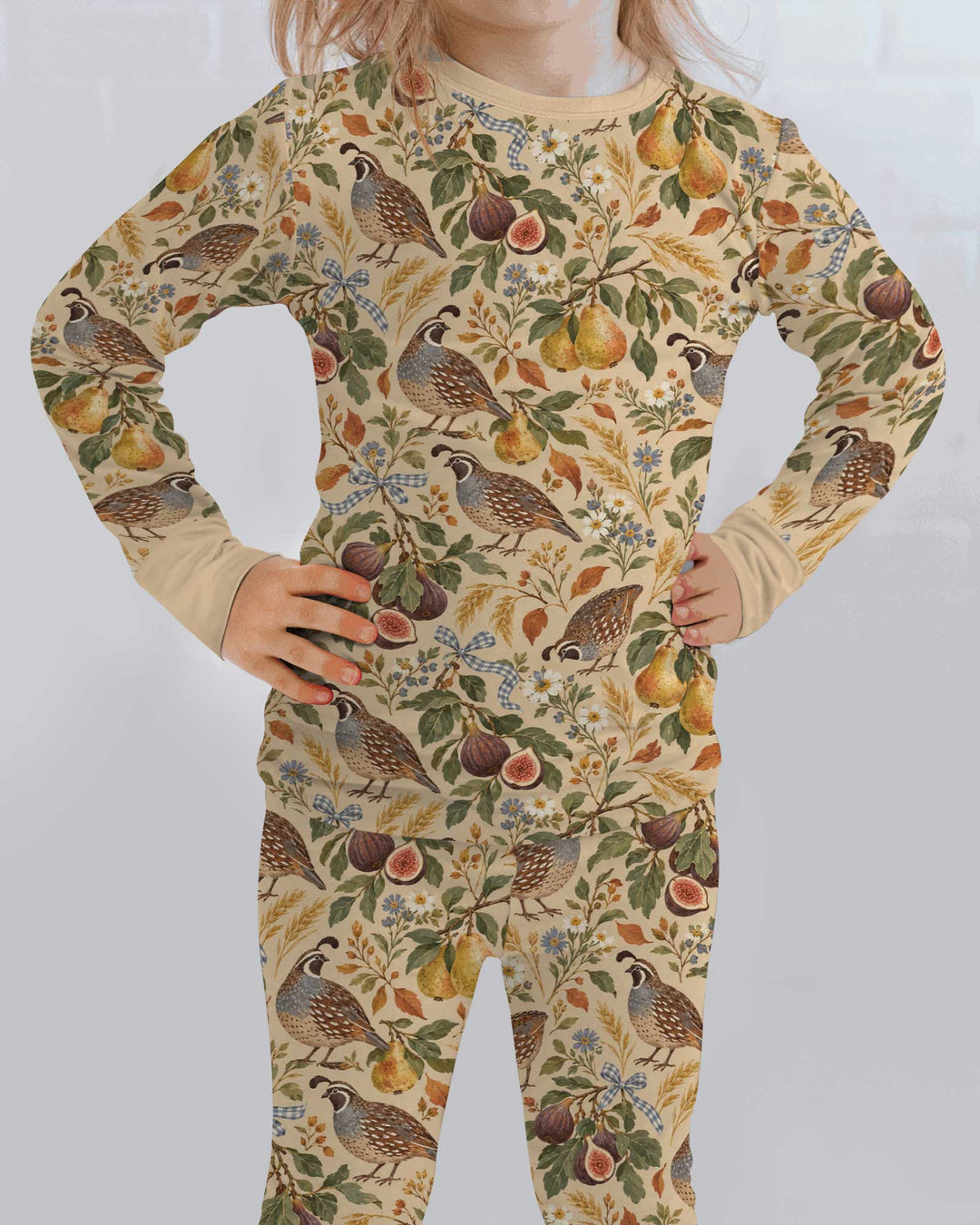 Quail & Pears Bamboo Two Piece Long Sleeve Pajama Set