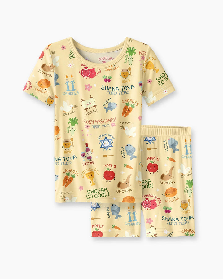 Schlafanzug-Set zweiteilig, kurze Ärmel, kurze Hose, Bambus