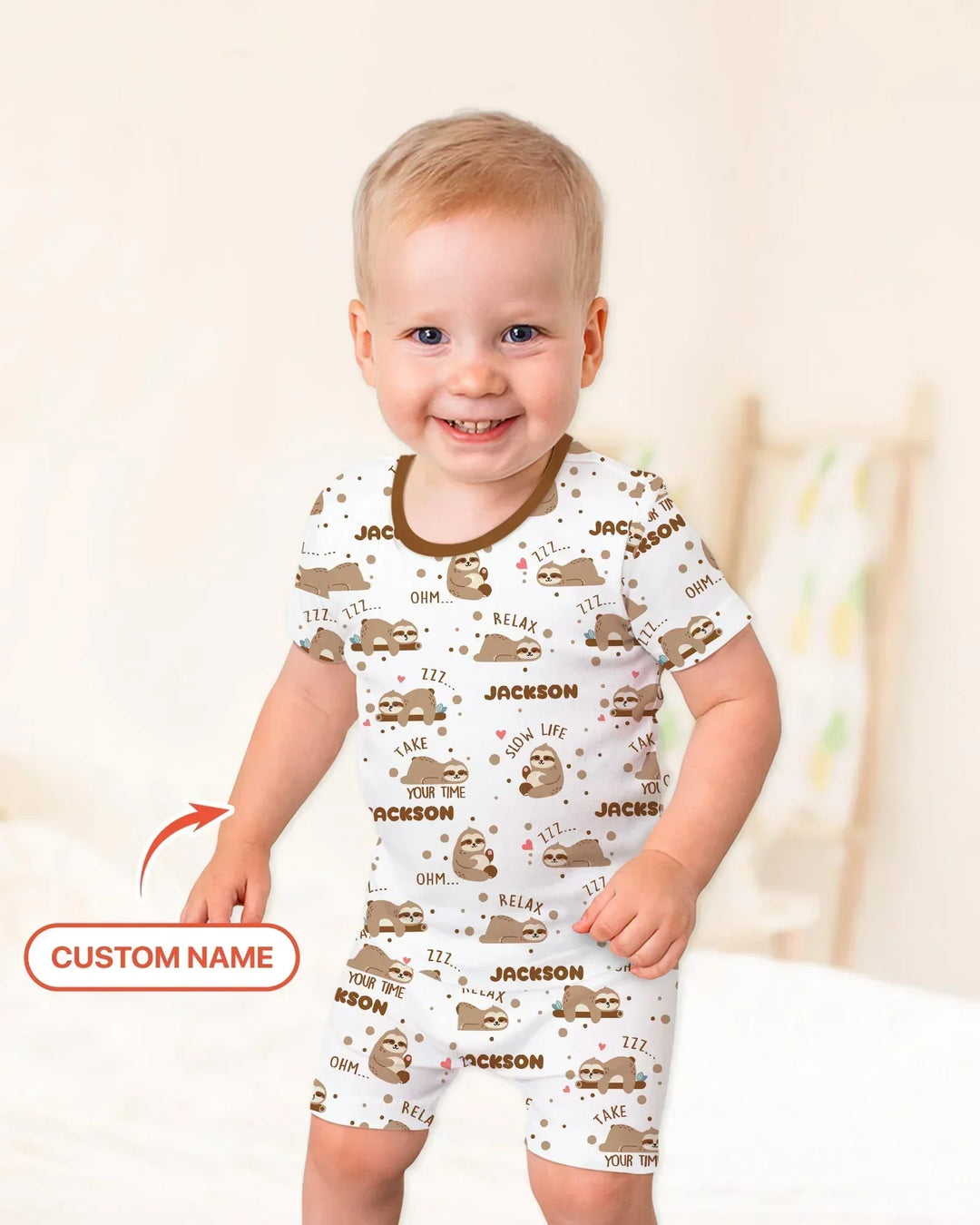Zweiteiliges Pyjama-Set mit kurzen Ärmeln und Shorts im Sommer-Design