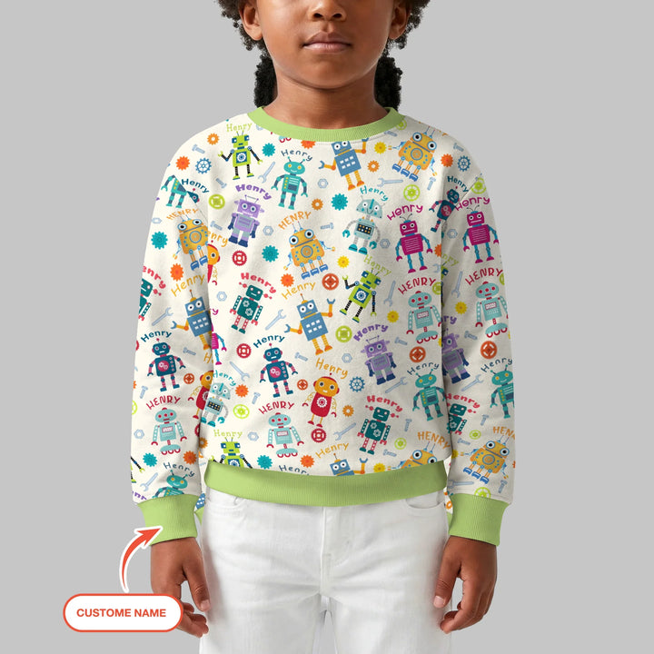 Robo Buddy Squad Custom Name Bamboo Crewneck Sweatshirt