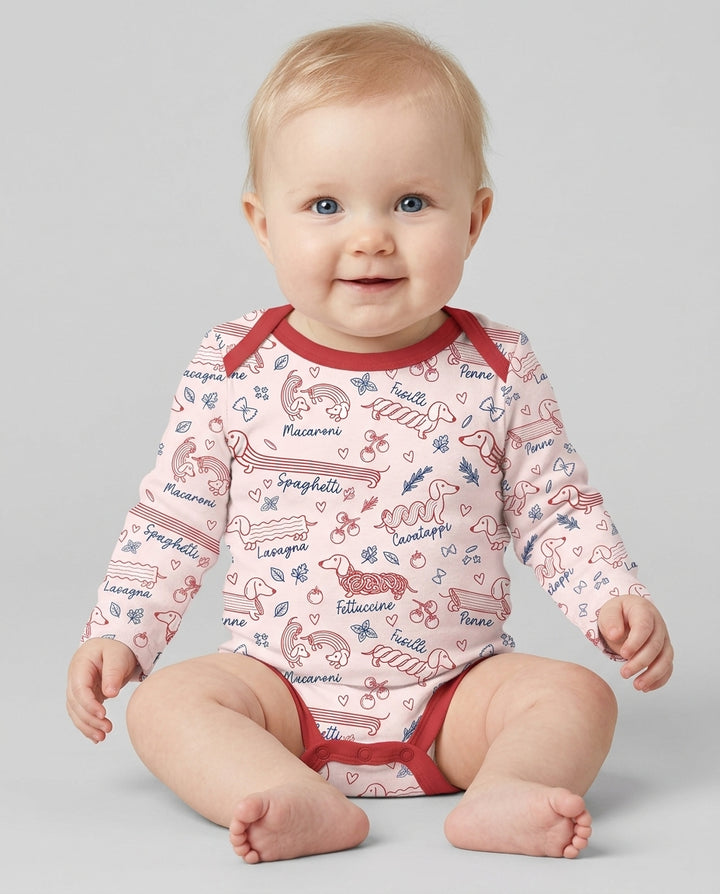 Funny Dachshund Pasta Pups Bamboo Bodysuit