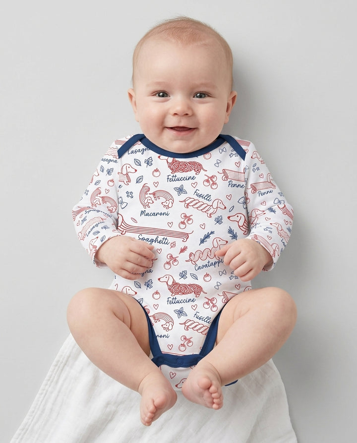 Funny Dachshund Pasta Pups Bamboo Bodysuit
