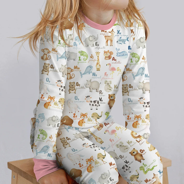 Spanish Alphabet Bamboo Two Piece Long Sleeve Pajama Set