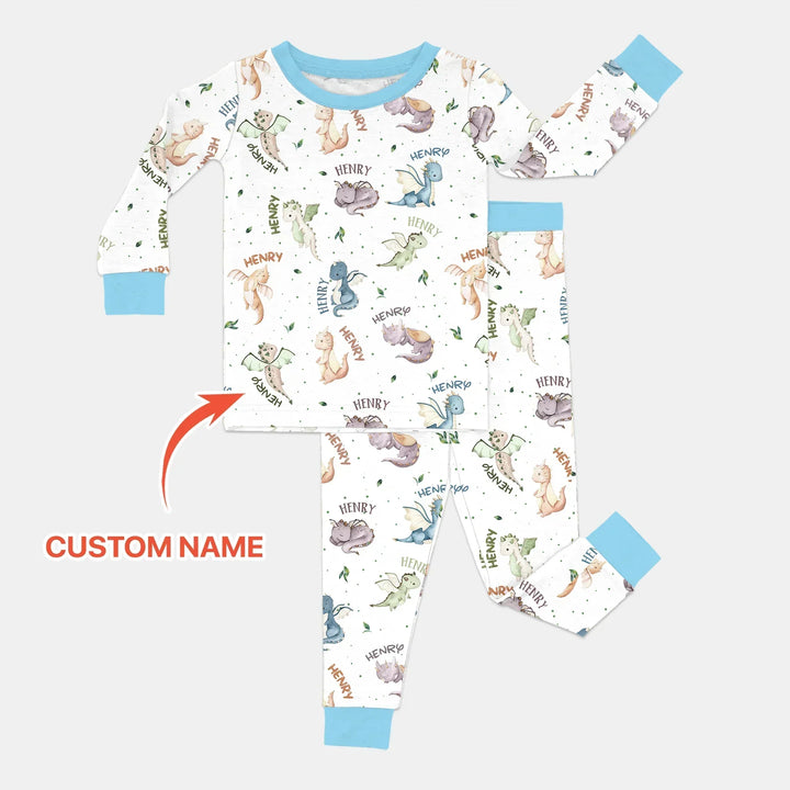 Sweet Baby Dragons Custom Name Bamboo Two Piece Long Sleeve Pajama Set