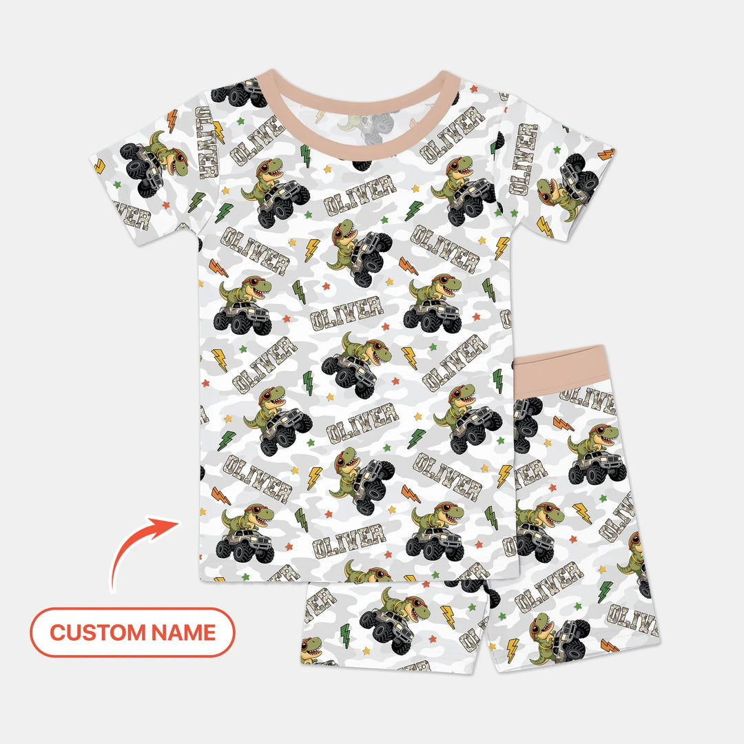 Zweiteiliges Pyjama-Set mit kurzen Ärmeln und Shorts im Sommer-Design