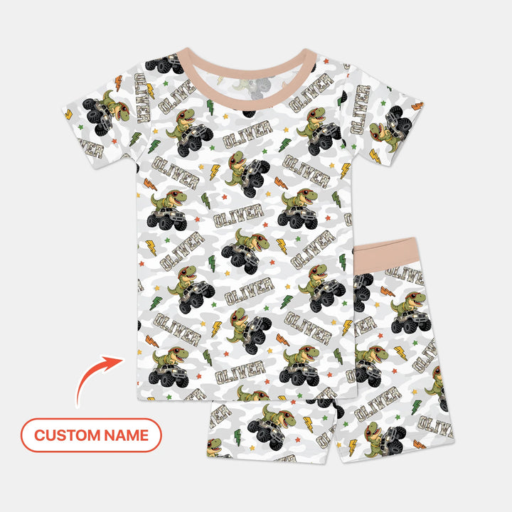 Zweiteiliges Pyjama-Set mit kurzen Ärmeln und Shorts im Sommer-Design