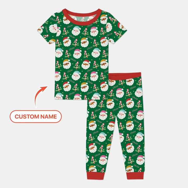 Personalized 1st Christmas Two Piece Short Sleeve Pajama Set , Personalized 1st Christmas Two Piece Short Sleeve Pajama Set - 12-18M