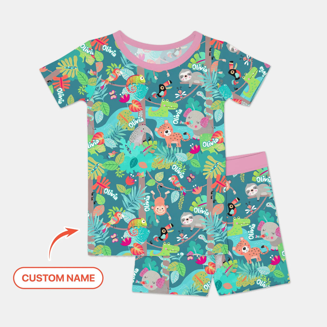 Zweiteiliges Pyjama-Set mit kurzen Ärmeln und Shorts im Sommer-Design