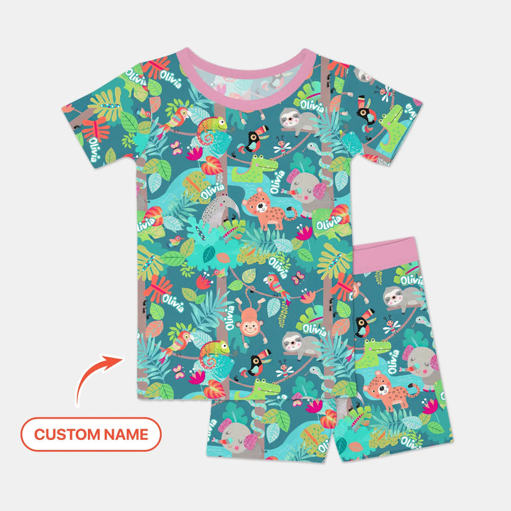 Zweiteiliges Pyjama-Set mit kurzen Ärmeln und Shorts im Sommer-Design