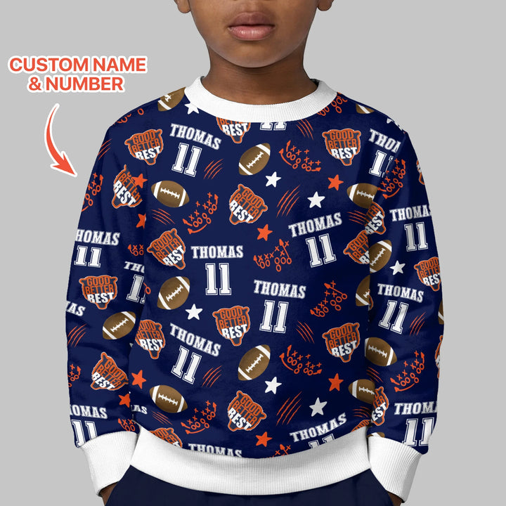 Personalisiertes Name Football Gut Besser Bestes Bambus Rundhals-Sweatshirt