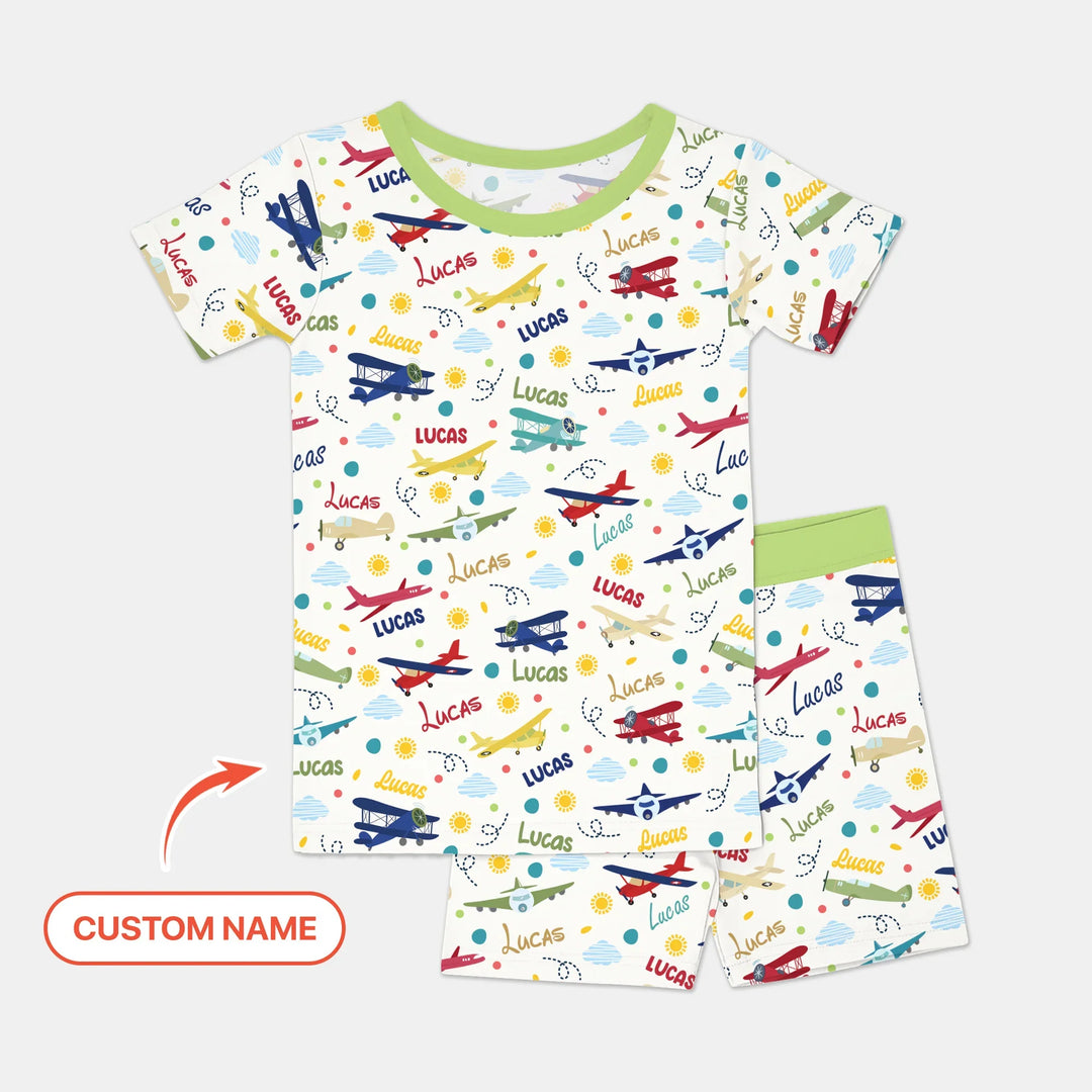 Zweiteiliges Pyjama-Set mit kurzen Ärmeln und Shorts im Sommer-Design