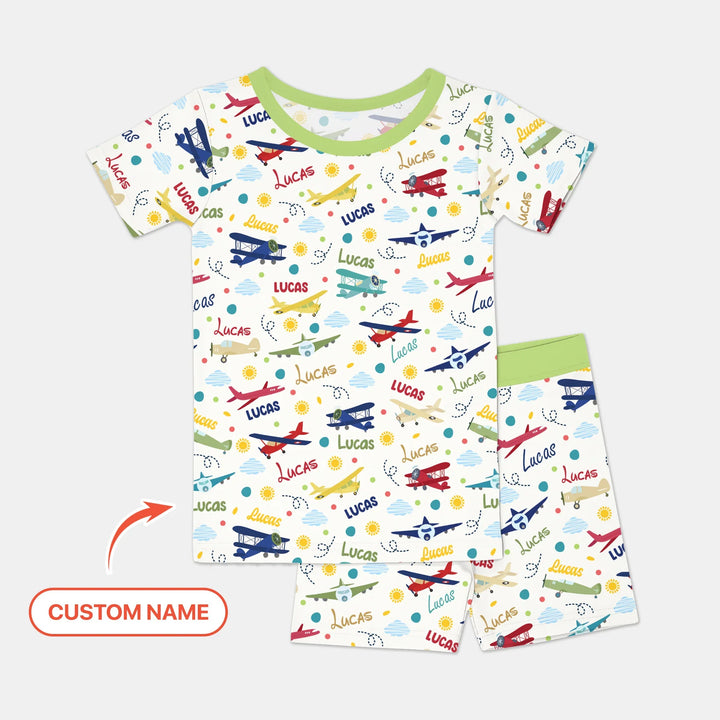 Zweiteiliges Pyjama-Set mit kurzen Ärmeln und Shorts im Sommer-Design
