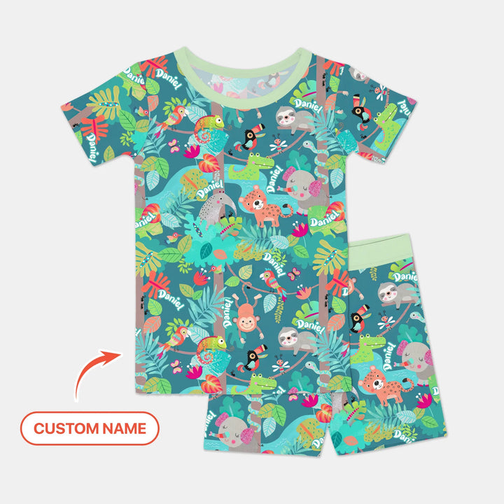 Zweiteiliges Pyjama-Set mit kurzen Ärmeln und Shorts im Sommer-Design