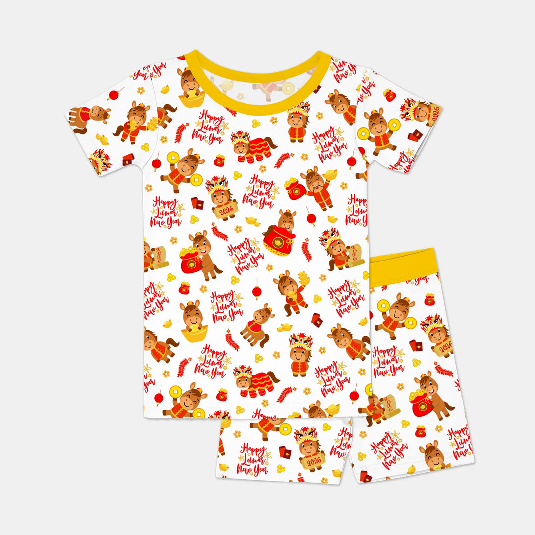 Template Zweiteiliges Pyjama-Set mit kurzen Ärmeln und Shorts