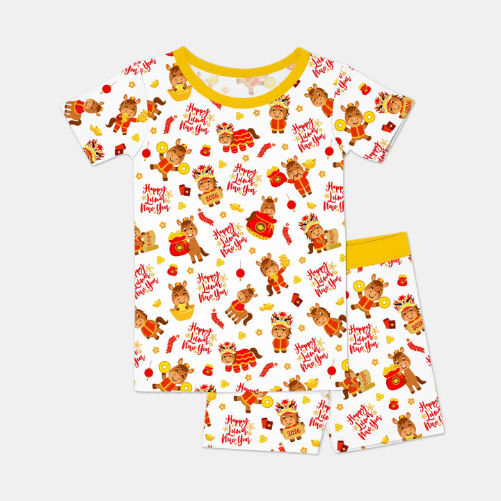 Template Zweiteiliges Pyjama-Set mit kurzen Ärmeln und Shorts