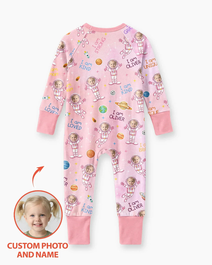 Custom Photo Kid Affirmations I Am Kind Astronaut Bamboo Convertible Zippy