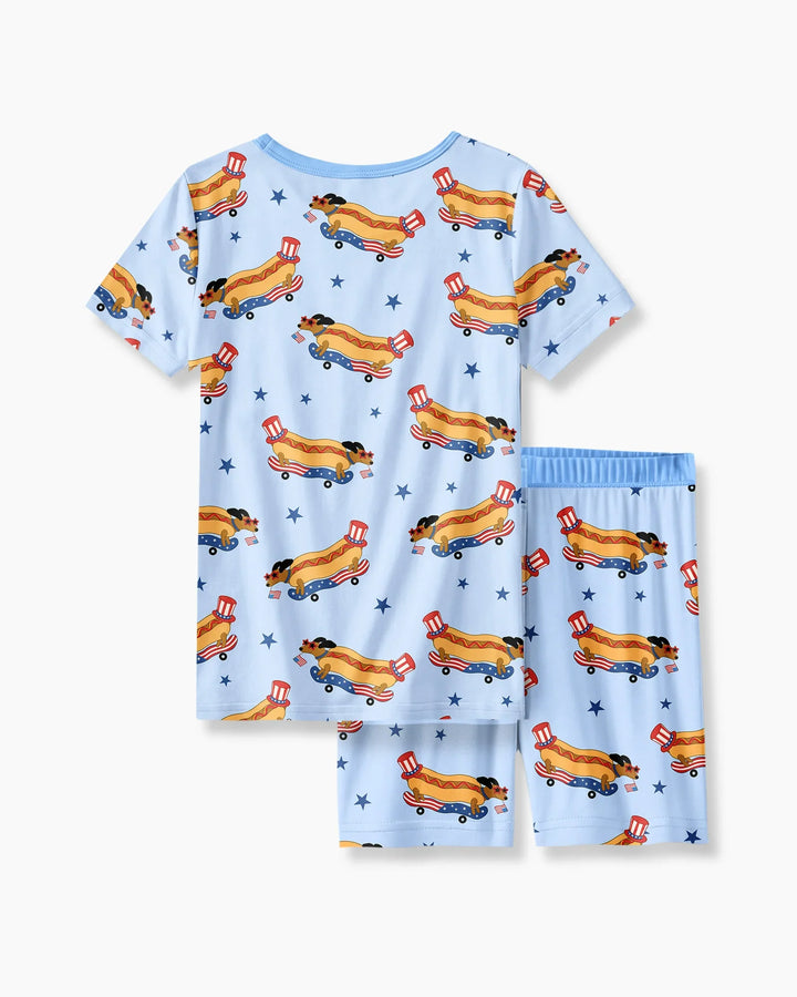 Schlafanzug-Set zweiteilig, kurze Ärmel, kurze Hose, Bambus