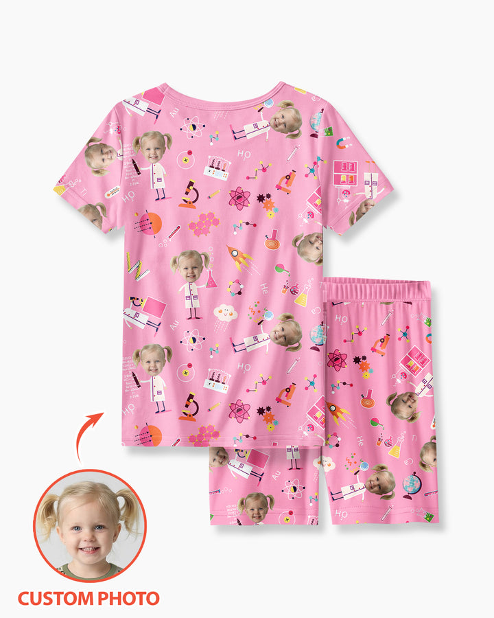 Custom Image Chemical Laboratory Bamboo Two Piece Short Sleeve Shorts Pajama Set
