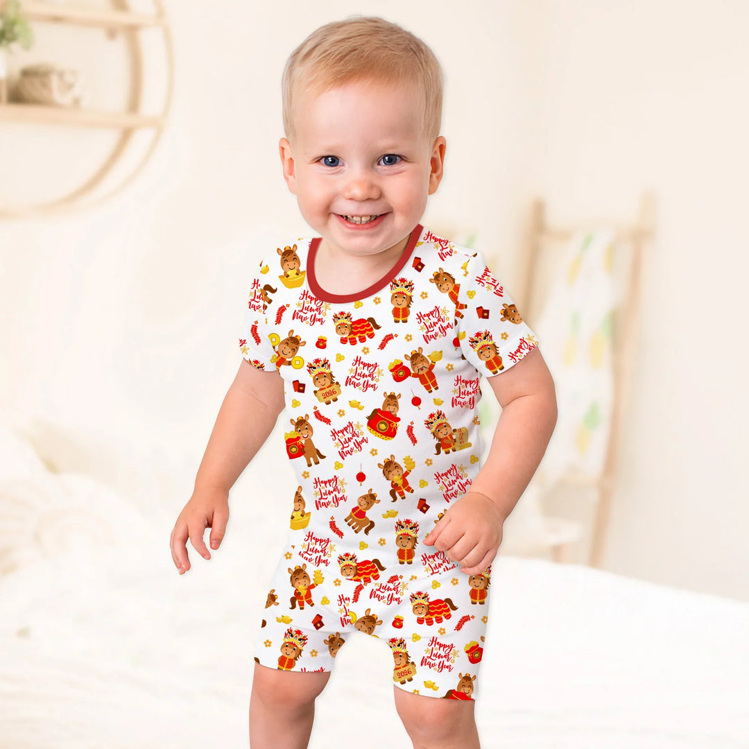 Template Zweiteiliges Pyjama-Set mit kurzen Ärmeln und Shorts