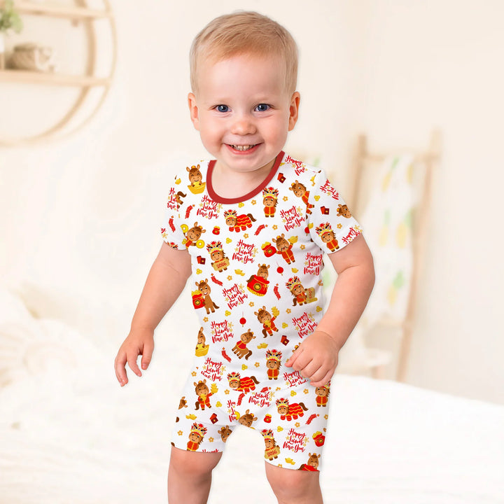 Template Zweiteiliges Pyjama-Set mit kurzen Ärmeln und Shorts