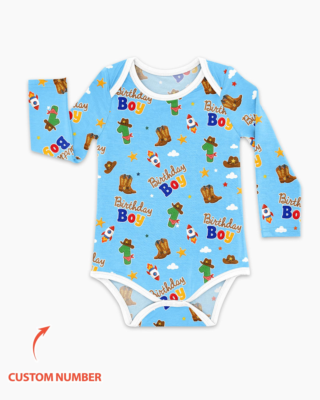 Custom Birthday Western Boy Bamboo Bodysuit