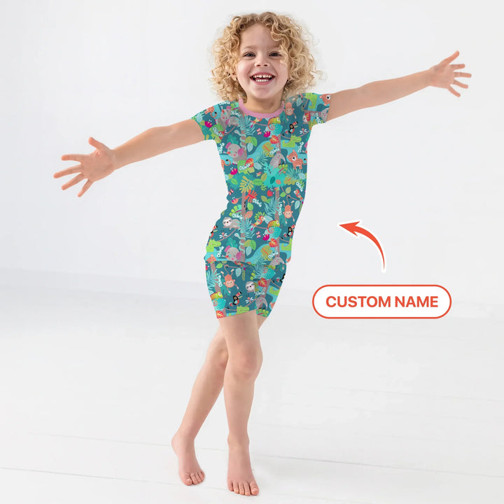 Zweiteiliges Pyjama-Set mit kurzen Ärmeln und Shorts im Sommer-Design