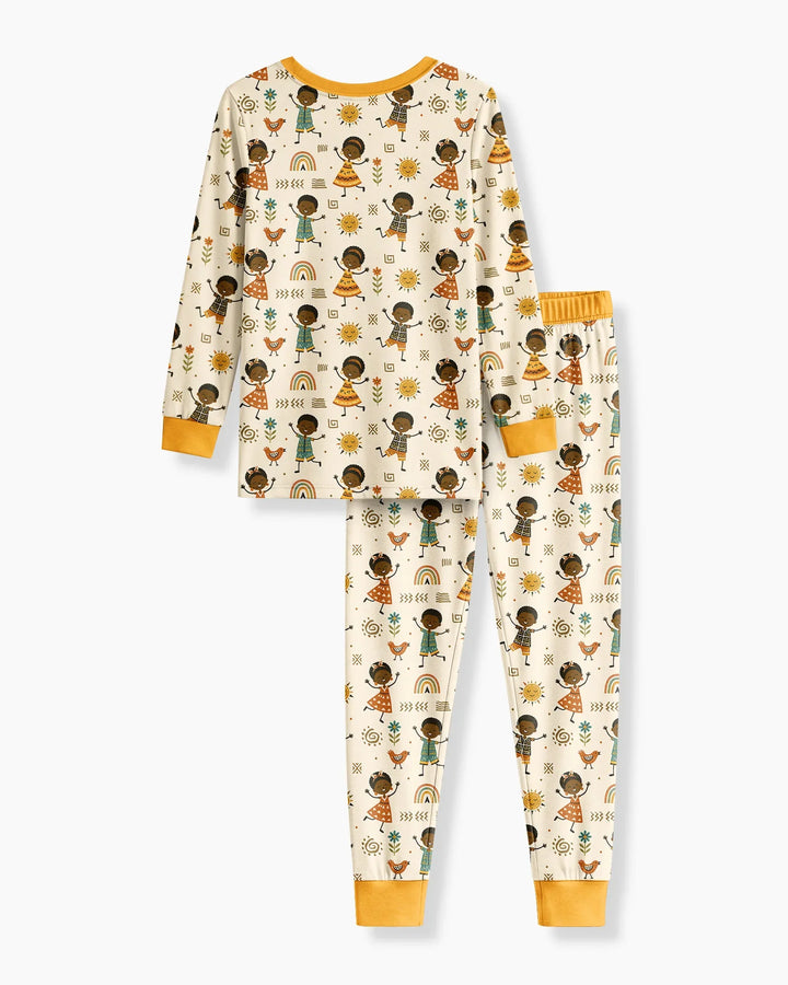 Zweiteiliges Langarm-Pyjama-Set mit Sommerfrüchten