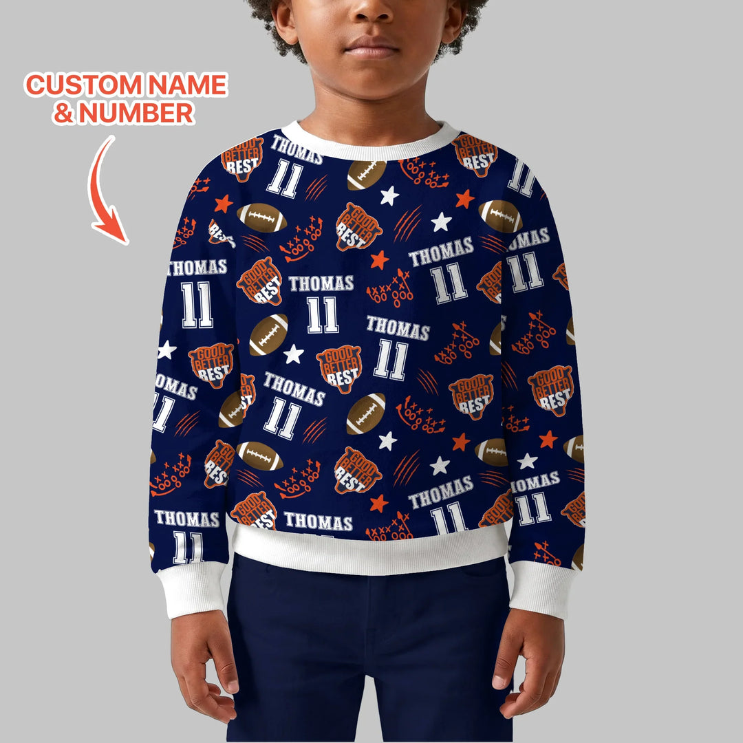 Personalisiertes Name Football Gut Besser Bestes Bambus Rundhals-Sweatshirt