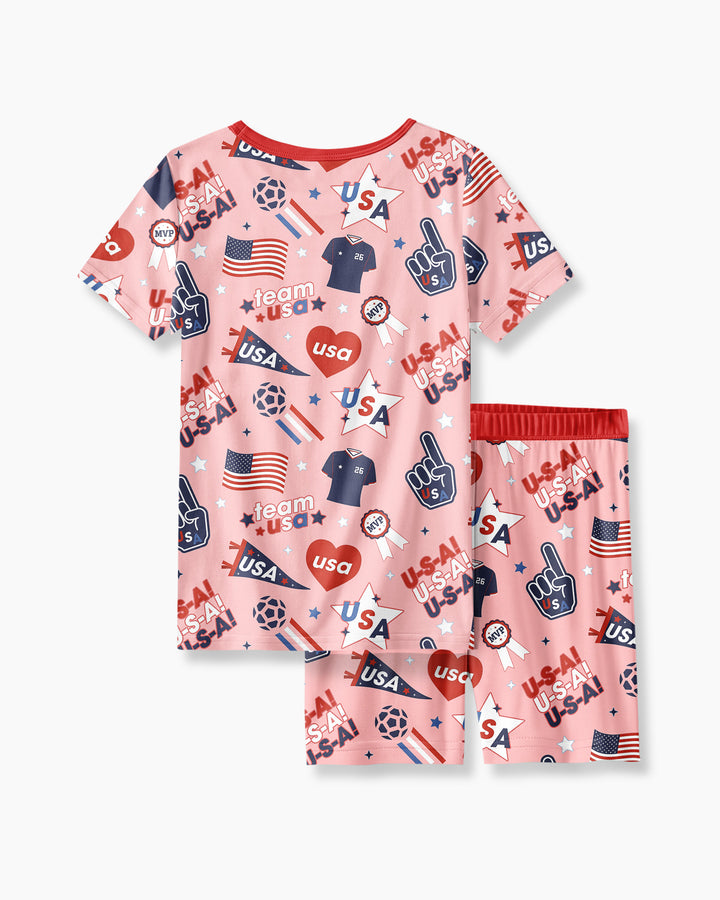 Schlafanzug-Set zweiteilig, kurze Ärmel, kurze Hose, Bambus