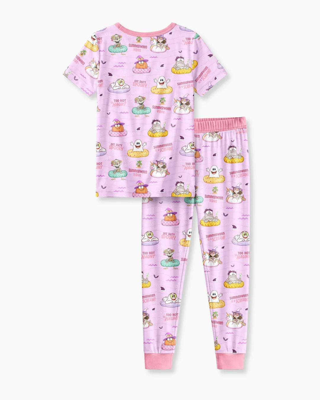 Summerween Cartoon Bamboo Two Piece Short Sleeve Pajama Set