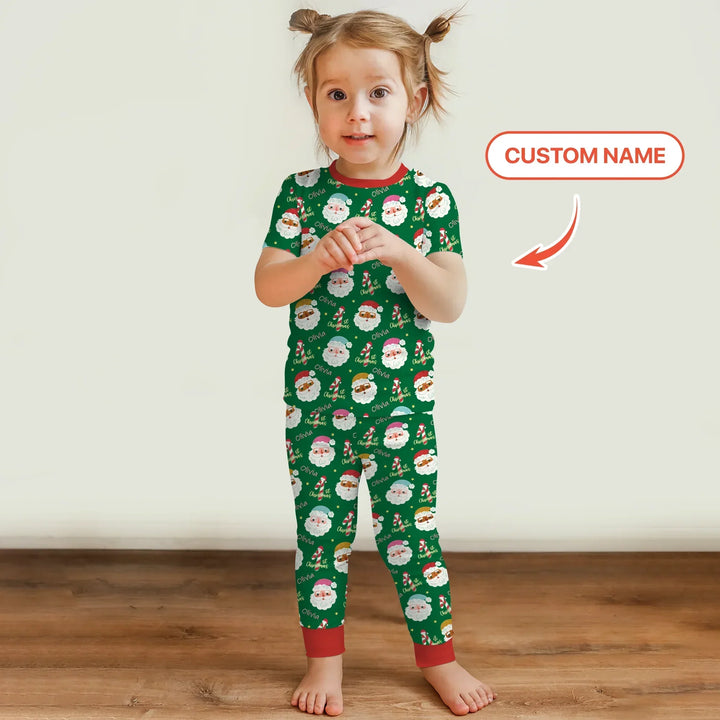 Personalized 1st Christmas Two Piece Short Sleeve Pajama Set , Personalized 1st Christmas Two Piece Short Sleeve Pajama Set - 12-18M