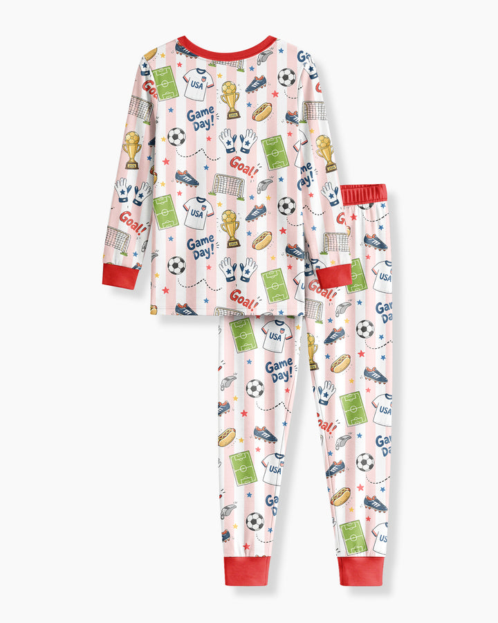 Zweiteiliges Langarm-Pyjama-Set mit Sommerfrüchten