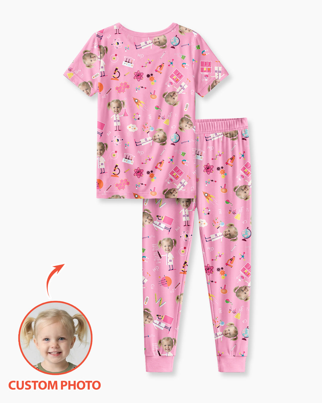 Custom Image Chemical Laboratory Bamboo Two Piece Short Sleeve Pajama Set