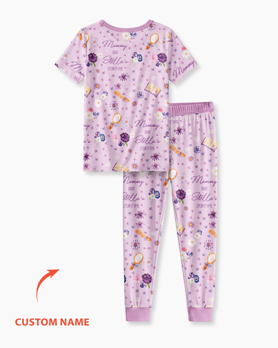 Mommy Daddy And Me Bedtime Story Family Matching Bamboo Two Piece Short Sleeve Pajama Set