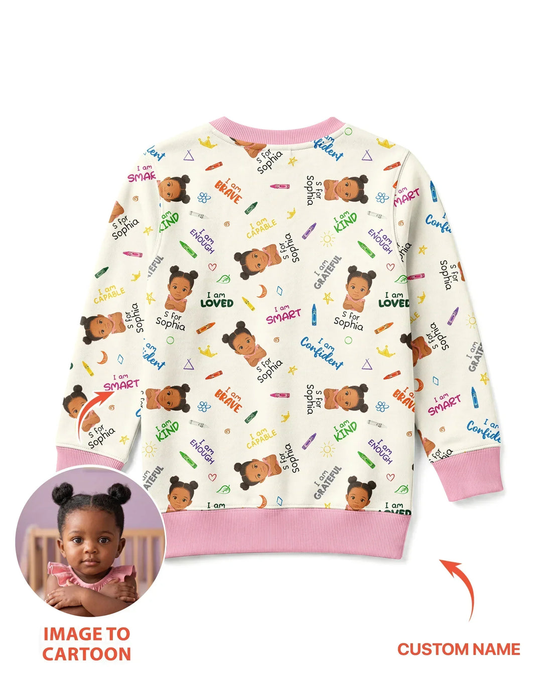 Kids Affirmations Custom  Bamboo Crewneck Sweatshirt