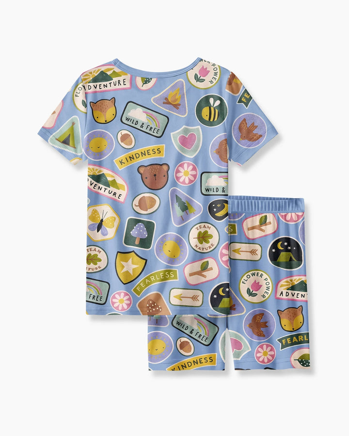 Schlafanzug-Set zweiteilig, kurze Ärmel, kurze Hose, Bambus