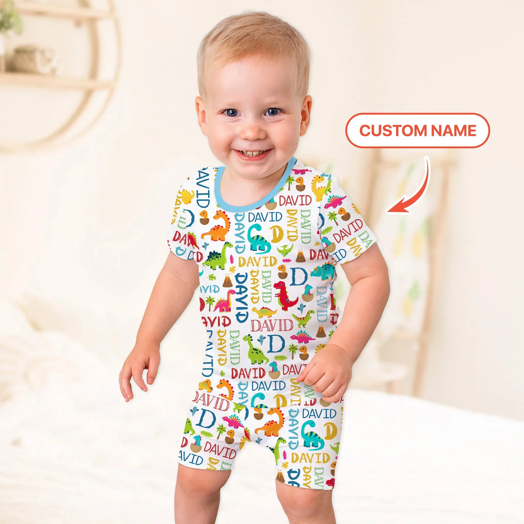 Zweiteiliges Pyjama-Set mit kurzen Ärmeln und Shorts im Sommer-Design
