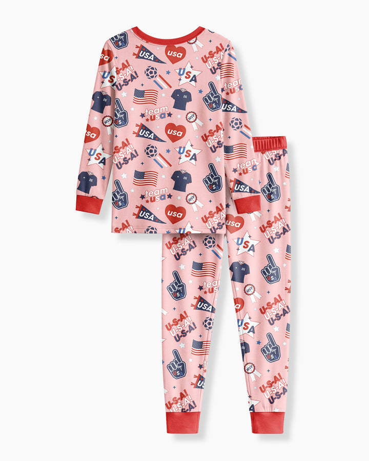 Zweiteiliges Langarm-Pyjama-Set mit Sommerfrüchten