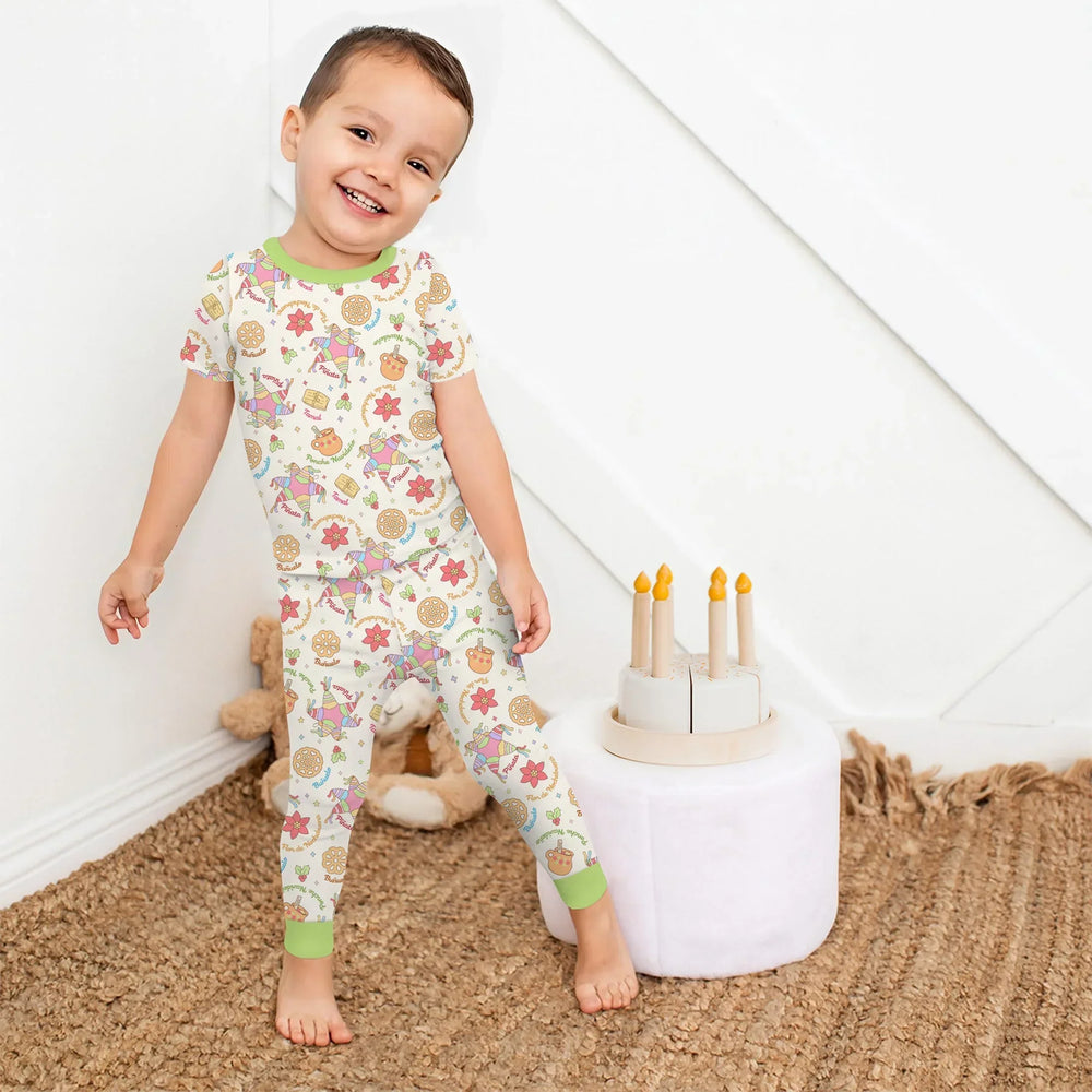 Las Posadas Dream Two Piece Short Sleeve Pajama Set , Las Posadas Dream Two Piece Short Sleeve Pajama Set - 12-18M / Red