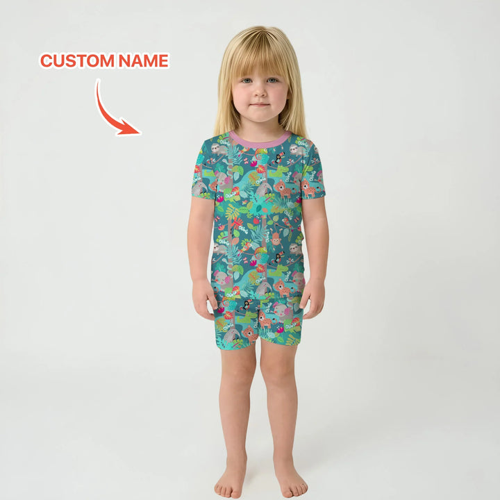 Zweiteiliges Pyjama-Set mit kurzen Ärmeln und Shorts im Sommer-Design