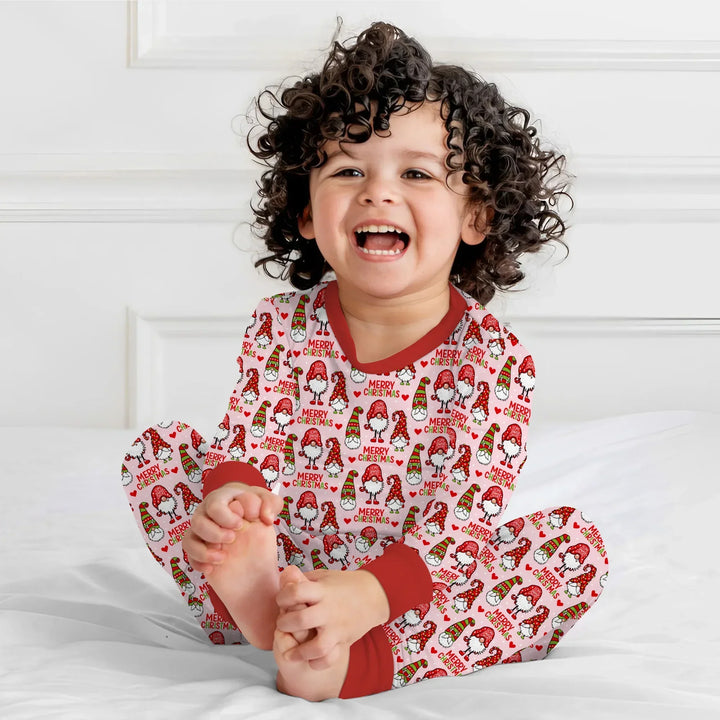 Gnomie Christmas Bamboo Two Piece Long Sleeve Pajama Set